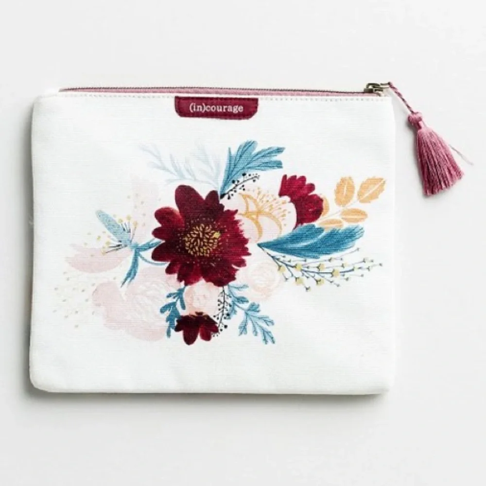IN Courage Take Heart Canvas Pouch/ Makeup /Pencil flat pouch.